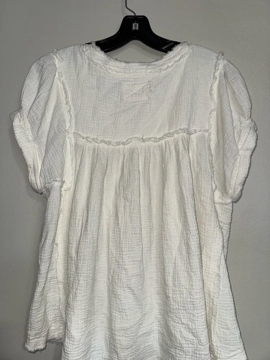 We The Free Cream Gauze Button-Up Puff Sleeve Tunic - Picture 4 of 10